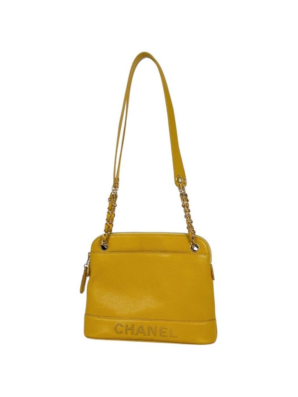 Chanel Shoulder Bag Caviar Leather Yellow